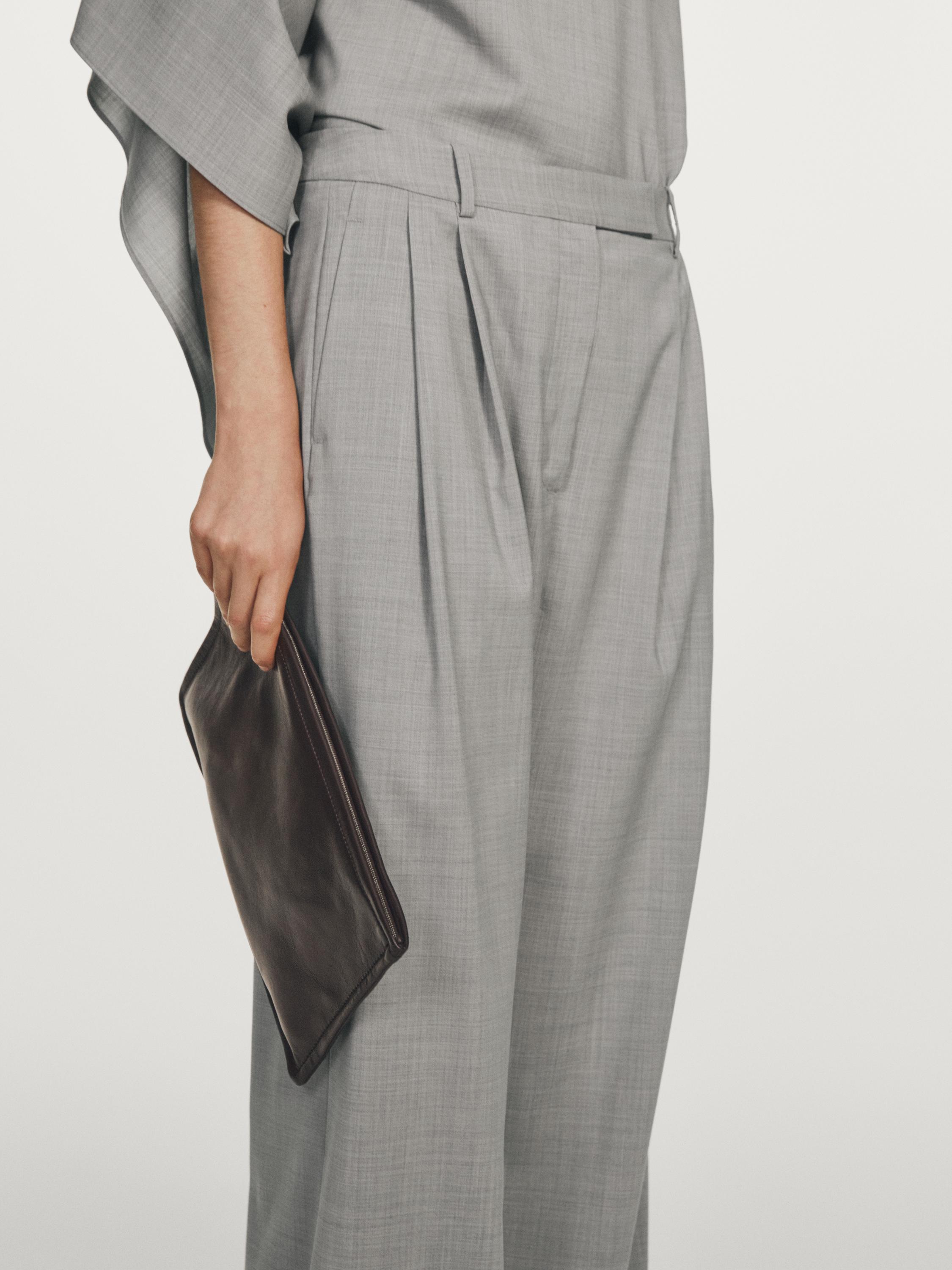 100% wool wide-leg trousers with darts - STUDIO